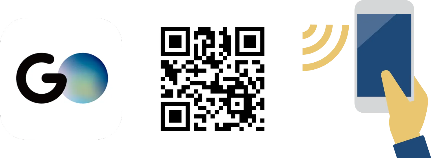 Scan to download the GO taxi app via App Store or Google Play.