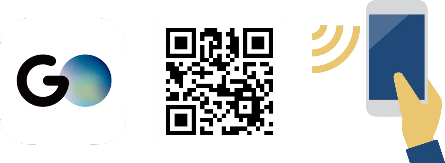 Scan to download the GO taxi app via App Store or Google Play.