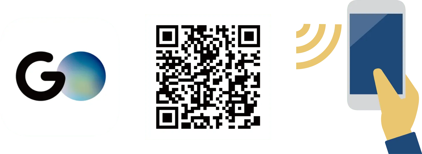 Scan to download the GO taxi app via App Store or Google Play.