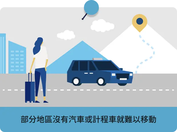 在首都地區以外的地方移動往來