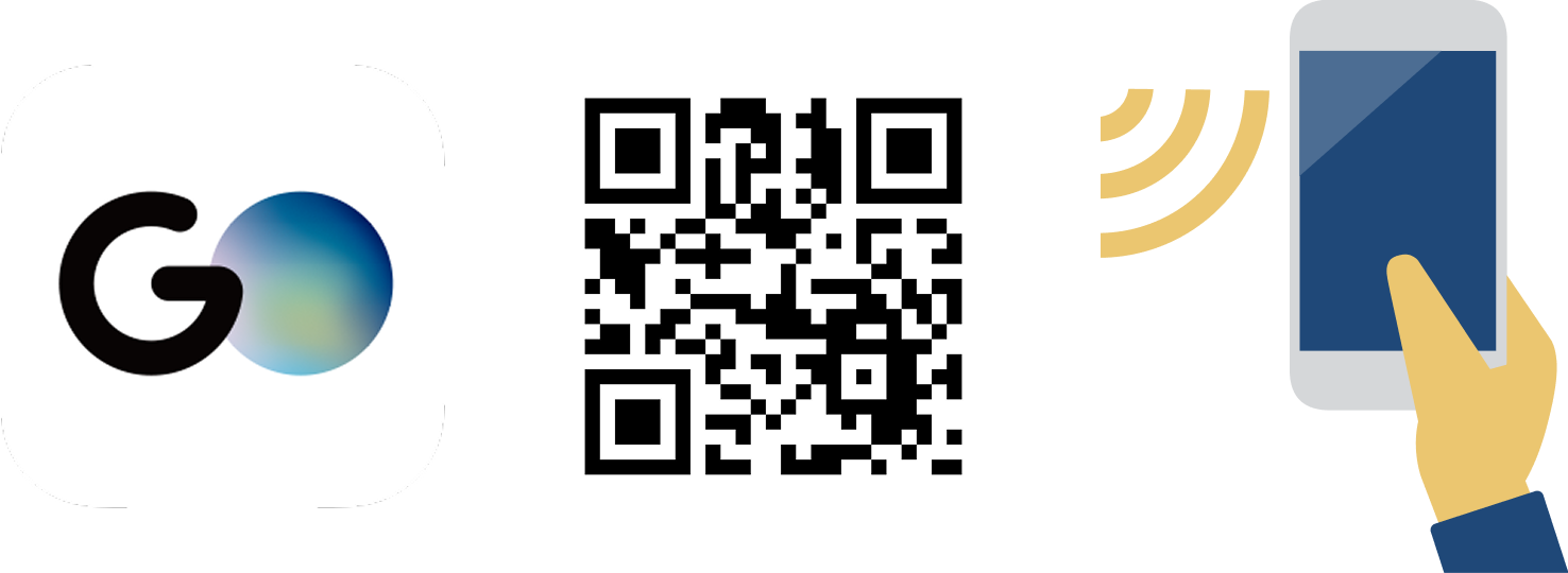 Scan to download the GO taxi app via App Store or Google Play.