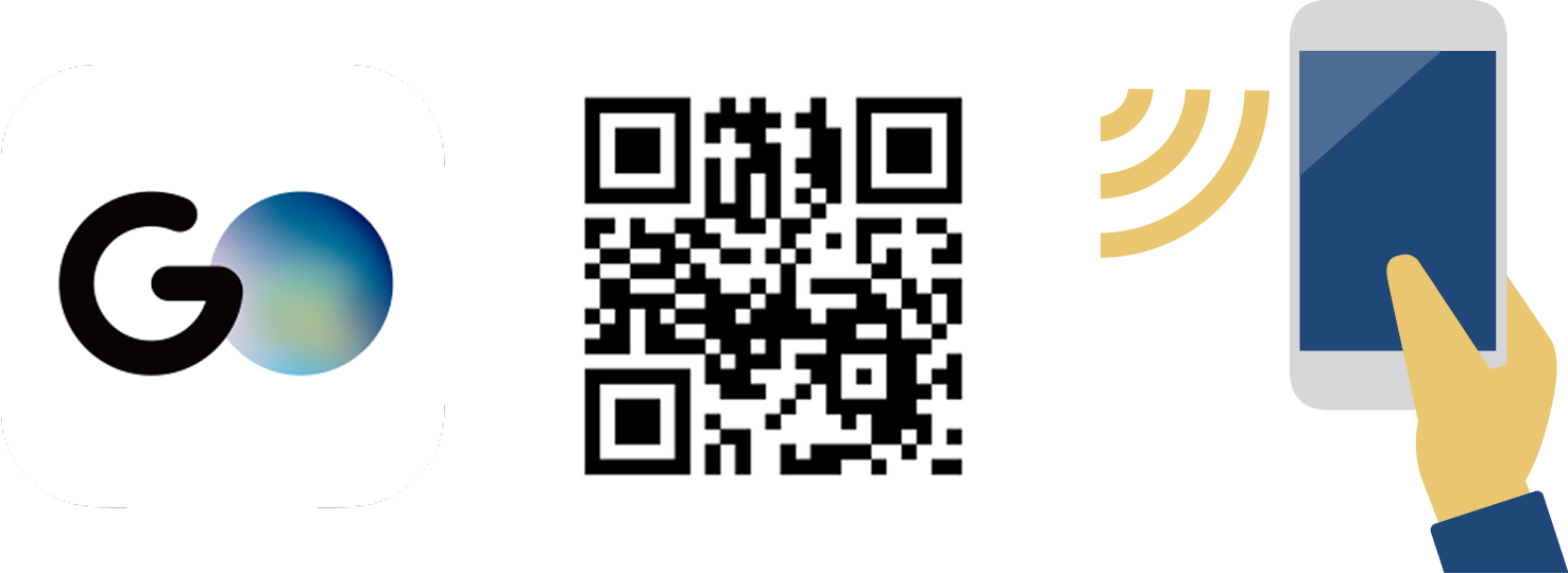 Scan to download the GO taxi app via App Store or Google Play.
