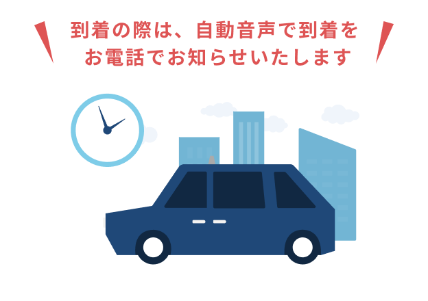 配車予定時間のアナウンスが流れます