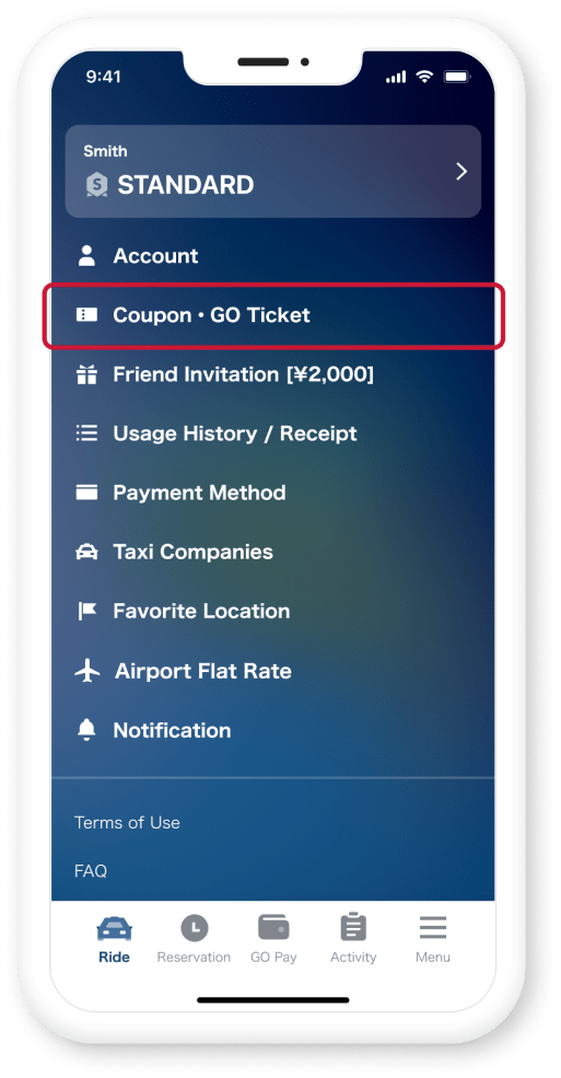 Open the "Add Coupon/GO Ticket"<br> Screen